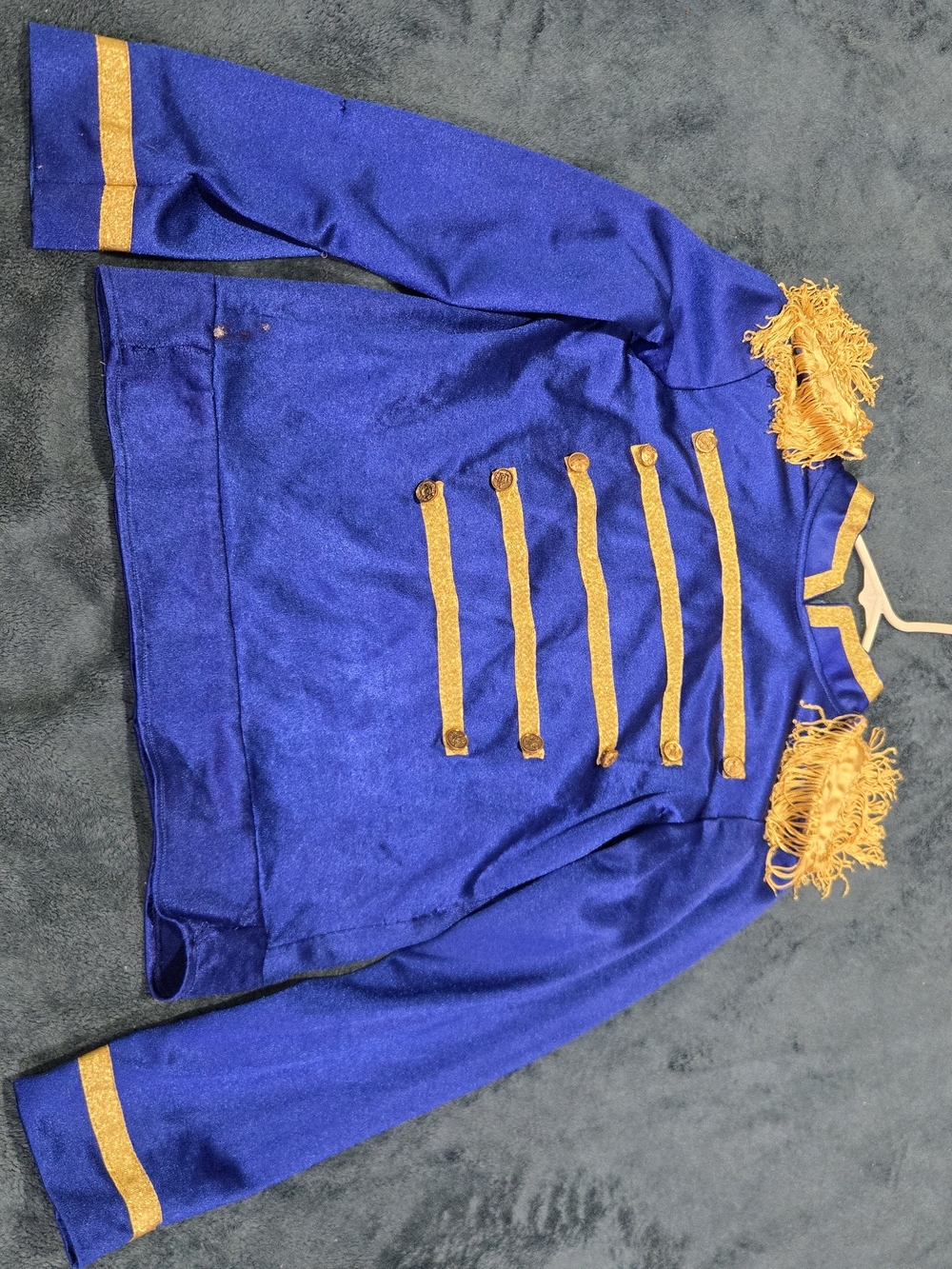 Vintage Royal Blue Military-Style Jacket with Gold Trim